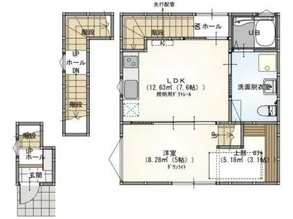 S.A.BOX寺家B棟(1LDK/3階)の間取り写真