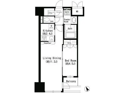 エスティメゾン四谷坂町(1LDK/6階)の間取り写真