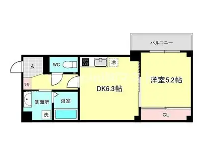 GARDENIA天王寺南(1DK/1階)の間取り写真