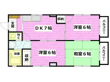 ベルメゾン・ドレミ(1DK/2階)の間取り写真