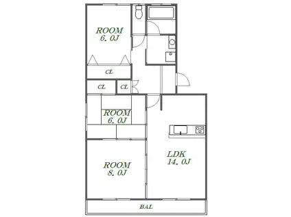 ファミール大原(3LDK/2階)の間取り写真