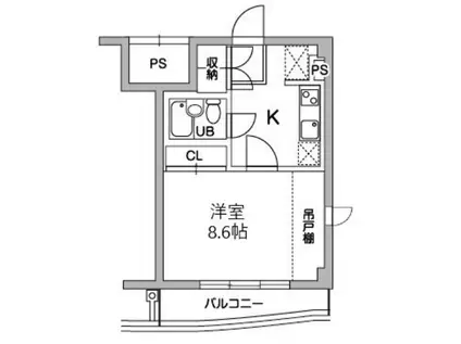 ティーズガーデン稲城(1K/4階)の間取り写真