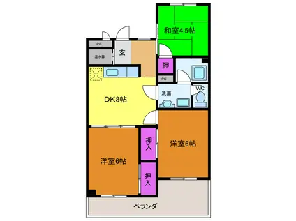 山田マンション(3DK/3階)の間取り写真