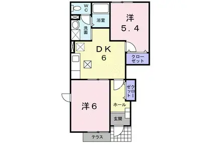 サンプラッツB(2DK/1階)の間取り写真