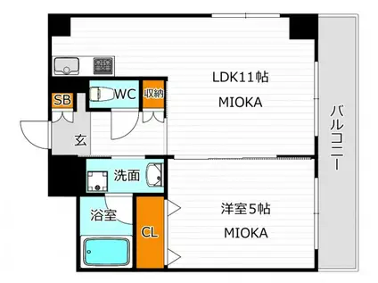 ブエナビスタ長居(1LDK/5階)の間取り写真