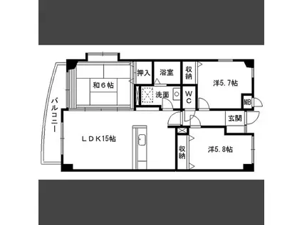 ミラベル嵐が丘(3LDK/3階)の間取り写真