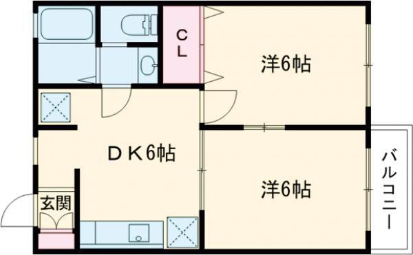 プレステーション愛子B(2DK/1階)の間取り写真