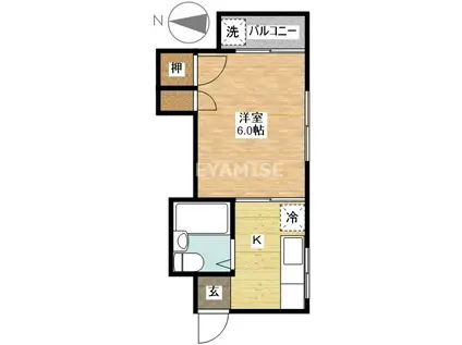 エトワール石橋(1K/3階)の間取り写真