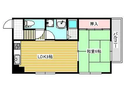 フジイビル(1LDK/2階)の間取り写真