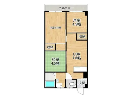 高塚増田ハイツ(3DK/4階)の間取り写真