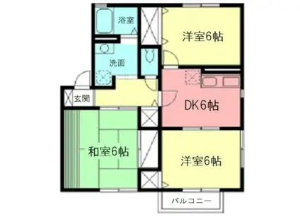 ドミールプランタン(3DK/2階)の間取り写真