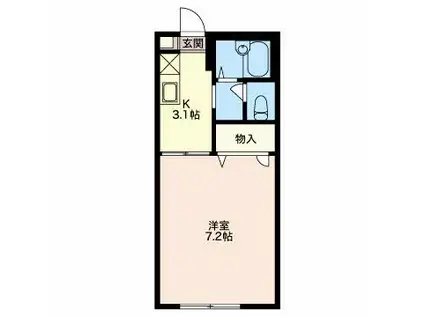 シャンブル(1K/1階)の間取り写真