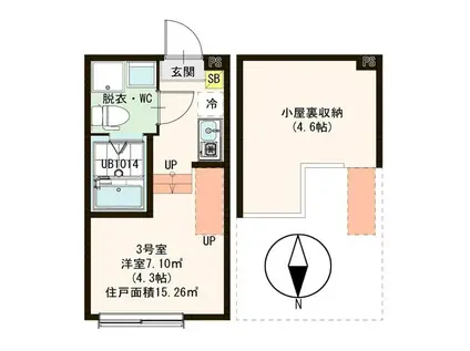 ハーモニーテラス中川IV(ワンルーム/1階)の間取り写真