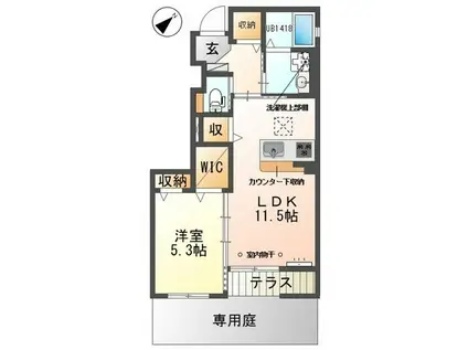カーサ ESII(1LDK/1階)の間取り写真