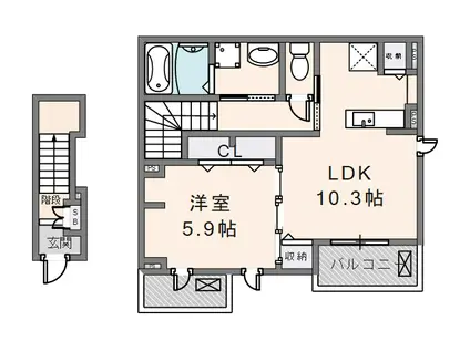 セレスコート花園(1LDK/2階)の間取り写真
