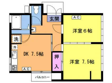 南六郷一戸建てアパート(2DK/1階)の間取り写真
