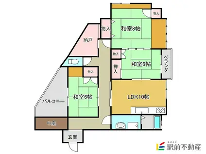 三沢駅前ビル(3LDK/2階)の間取り写真