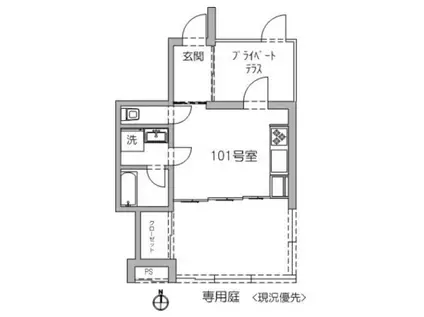 TERRACE YOSHITSUNE(1LDK/1階)の間取り写真