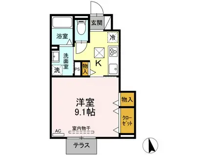 フォーブル小針(1K/1階)の間取り写真