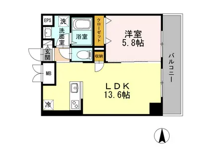 グランパルク小金井(1LDK/4階)の間取り写真