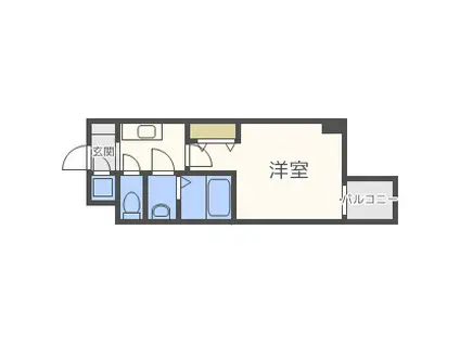 プレミアムコート谷町4丁目(1K/12階)の間取り写真