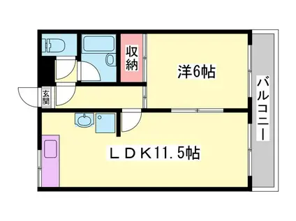 グランコート滝野(1LDK/4階)の間取り写真