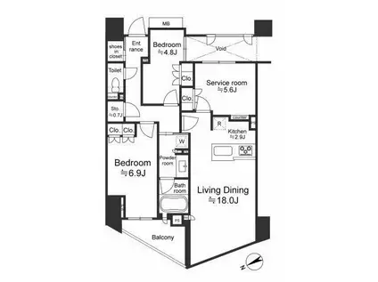 THE CONOE 代官山(2SLDK/9階)の間取り写真