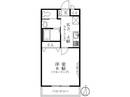 フローレンス・ヴァンフリート(1K/3階)の間取り写真