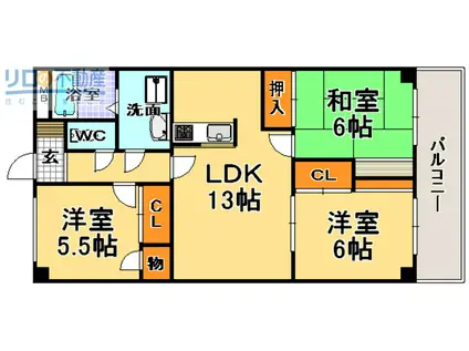 クレールIII(3LDK/2階)の間取り写真