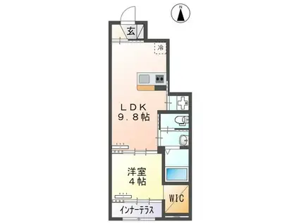 センターフィールド(1LDK/1階)の間取り写真