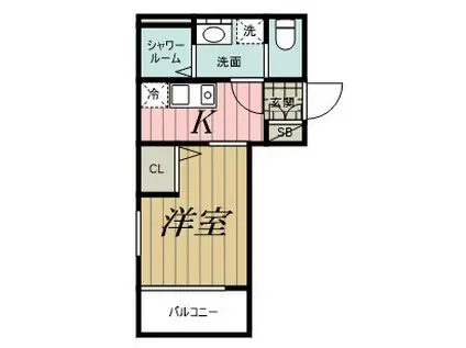 MELLAS京成稲毛(1K/3階)の間取り写真