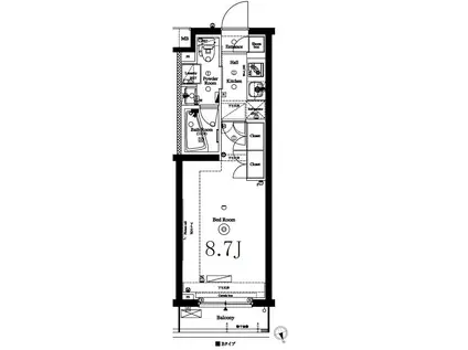 アークマーク梅屋敷アジールコート(1K/2階)の間取り写真
