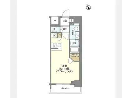 リビオレゾン新虎通(ワンルーム/13階)の間取り写真