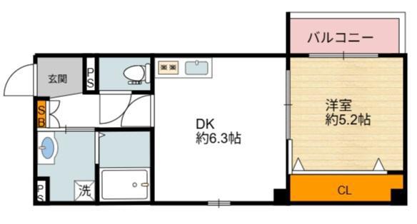 GARDENIA天王寺南(1DK/3階)の間取り写真