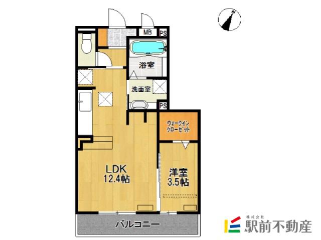 フォーチュンサガン(1LDK/1階)の間取り写真