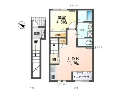 プレジール 柏の葉(1LDK/2階)の間取り写真
