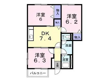 ラフォーレIIIA(3DK/1階)の間取り写真