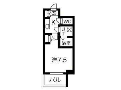 プレサンス鶴舞公園ウィズ(1K/6階)の間取り写真