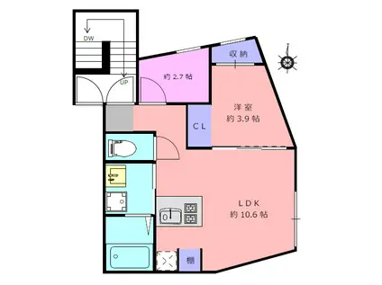 ロータス中野新橋(2LDK/3階)の間取り写真