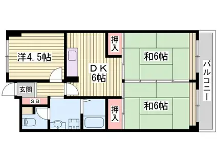 フローリッシュ二見(3DK/1階)の間取り写真