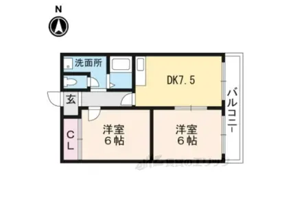 プレアール近江八幡(2DK/3階)の間取り写真