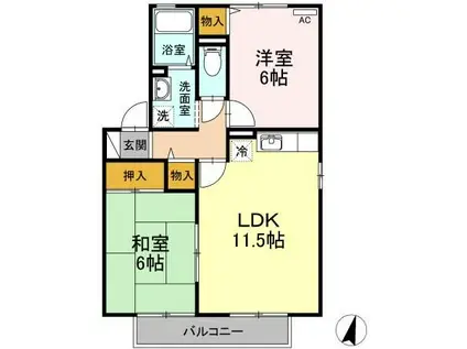 サンコーポ石井 A棟(2LDK/2階)の間取り写真