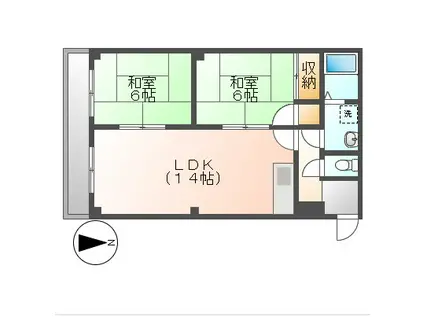 レジデンス住吉町(2LDK/3階)の間取り写真