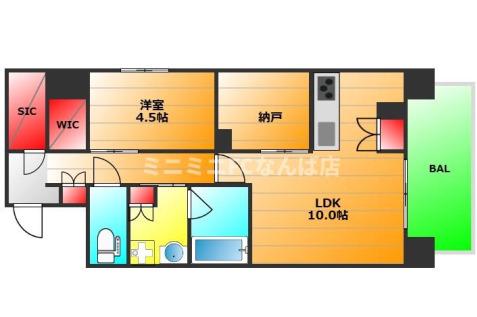 リンクハウス難波元町(2LDK/2階)の間取り写真
