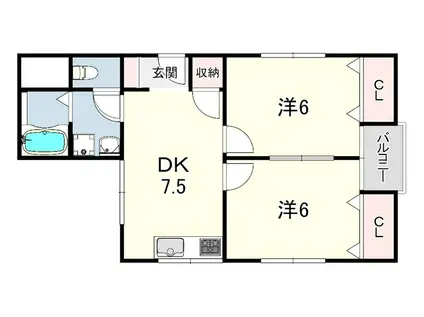 吉中ビル(2DK/5階)の間取り写真