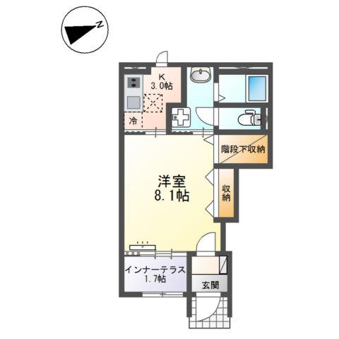 スターテラスII上福原(1K/1階)の間取り写真