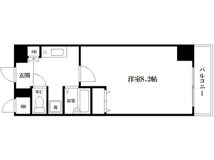 ジュネーゼ本町西(1K/9階)の間取り写真