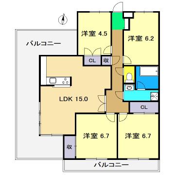 ユニテ・ラ・メールII(4LDK/7階)の間取り写真