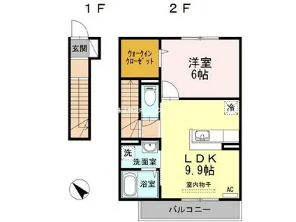 ノール プラージュ(1LDK/2階)の間取り写真