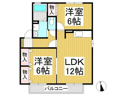 ウィングKOSATOA(2LDK/2階)の間取り写真
